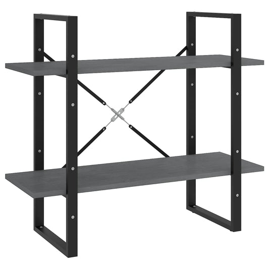 vidaXL Βιβλιοθήκη με 2 Ράφια Γκρι 80 x 30 x 70 εκ. Μασίφ Ξύλο Πεύκου