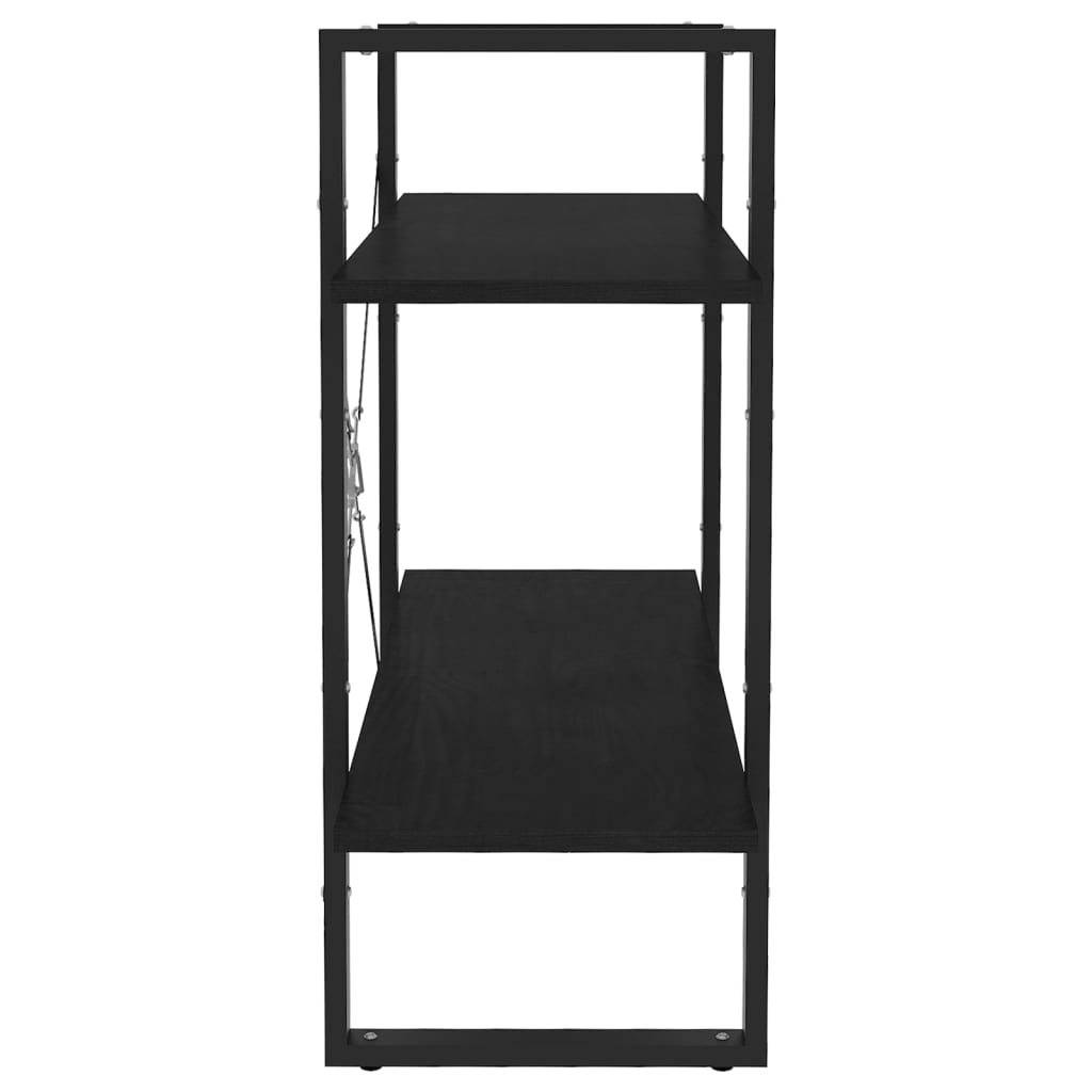 vidaXL Βιβλιοθήκη με 2 Ράφια Μαύρη 80 x 30 x 70 εκ. Μασίφ Ξύλο Πεύκου