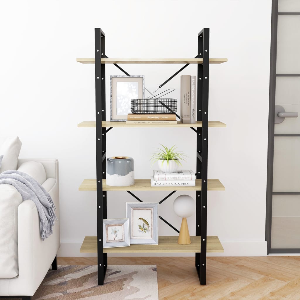 vidaXL Βιβλιοθήκη με 4 Ράφια Sonoma Δρυς 80x30x140 εκ. από Επεξ. Ξύλο