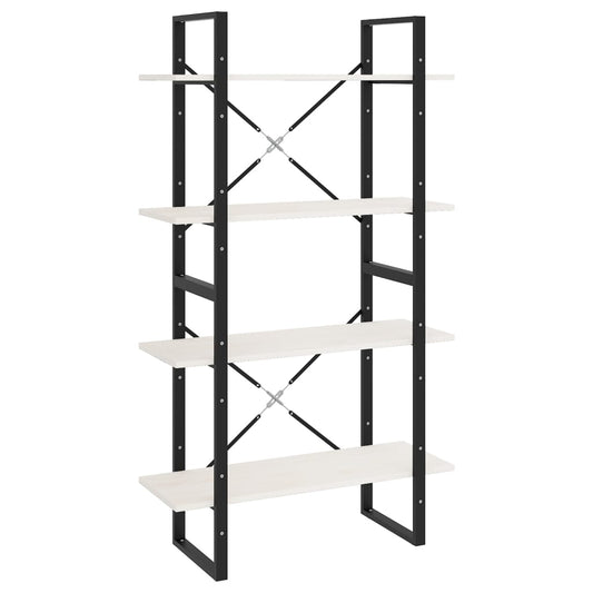 vidaXL Βιβλιοθήκη με 4 Ράφια Λευκή 80 x 30 x 140 εκ. Μασίφ Ξύλο Πεύκου