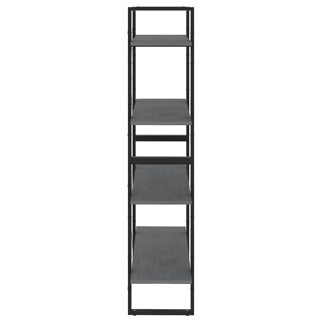 vidaXL Βιβλιοθήκη με 4 Ράφια Γκρι 80 x 30 x 140 εκ. Μασίφ Ξύλο Πεύκου