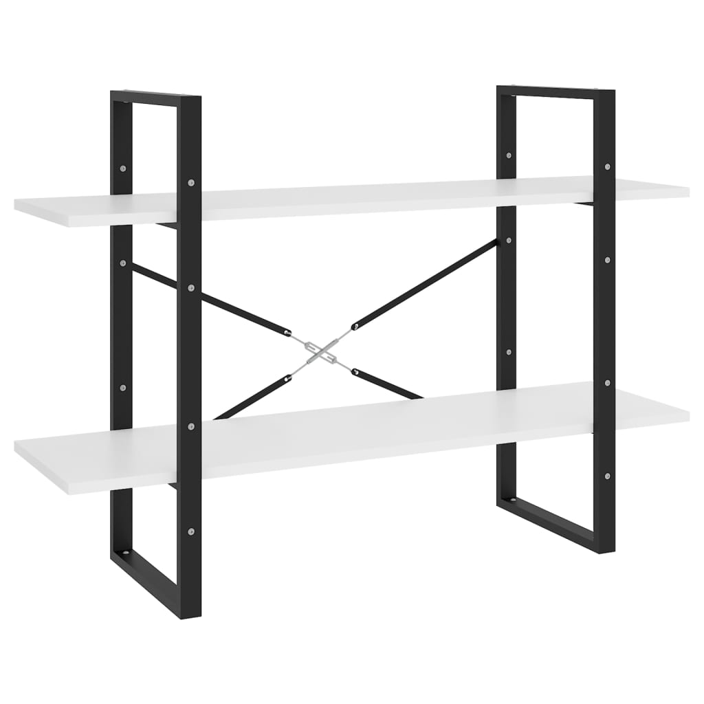 vidaXL Βιβλιοθήκη με 2 Ράφια Λευκή 100 x 30 x 70 εκ. από Επεξ. Ξύλο