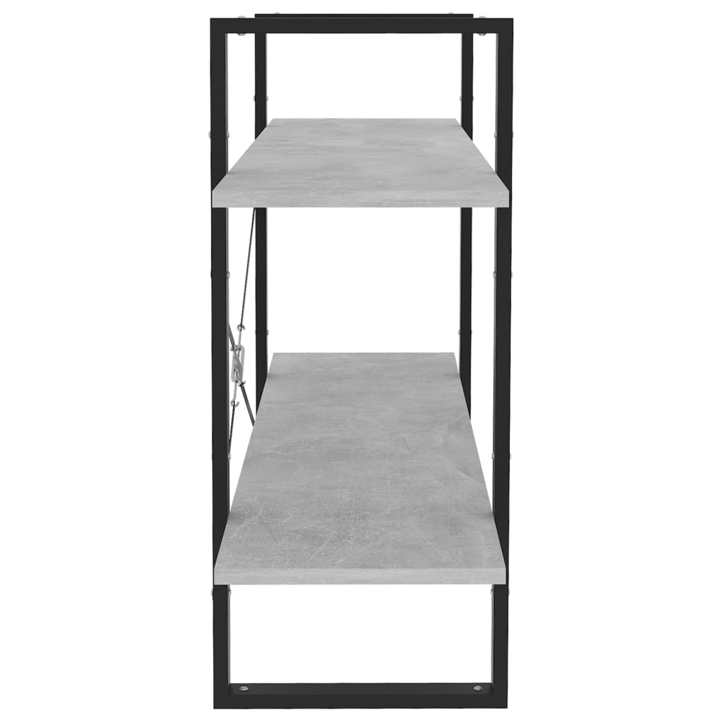 vidaXL Βιβλιοθήκη με 2 Ράφια Γκρι Σκυροδέματος 100x30x70εκ Επεξ. Ξύλο