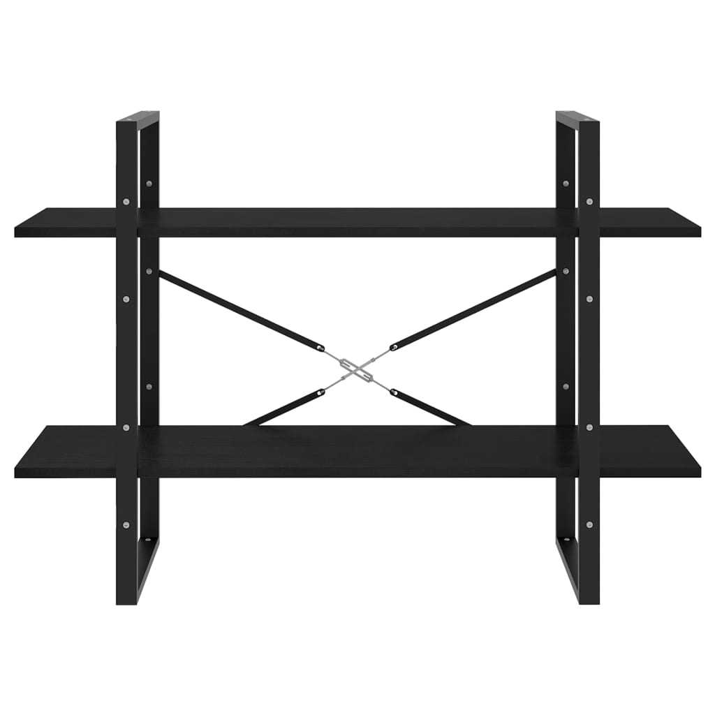 vidaXL Βιβλιοθήκη με 2 Ράφια Μαύρη 100x30x70 εκ. από Μασίφ Ξύλο Πεύκου