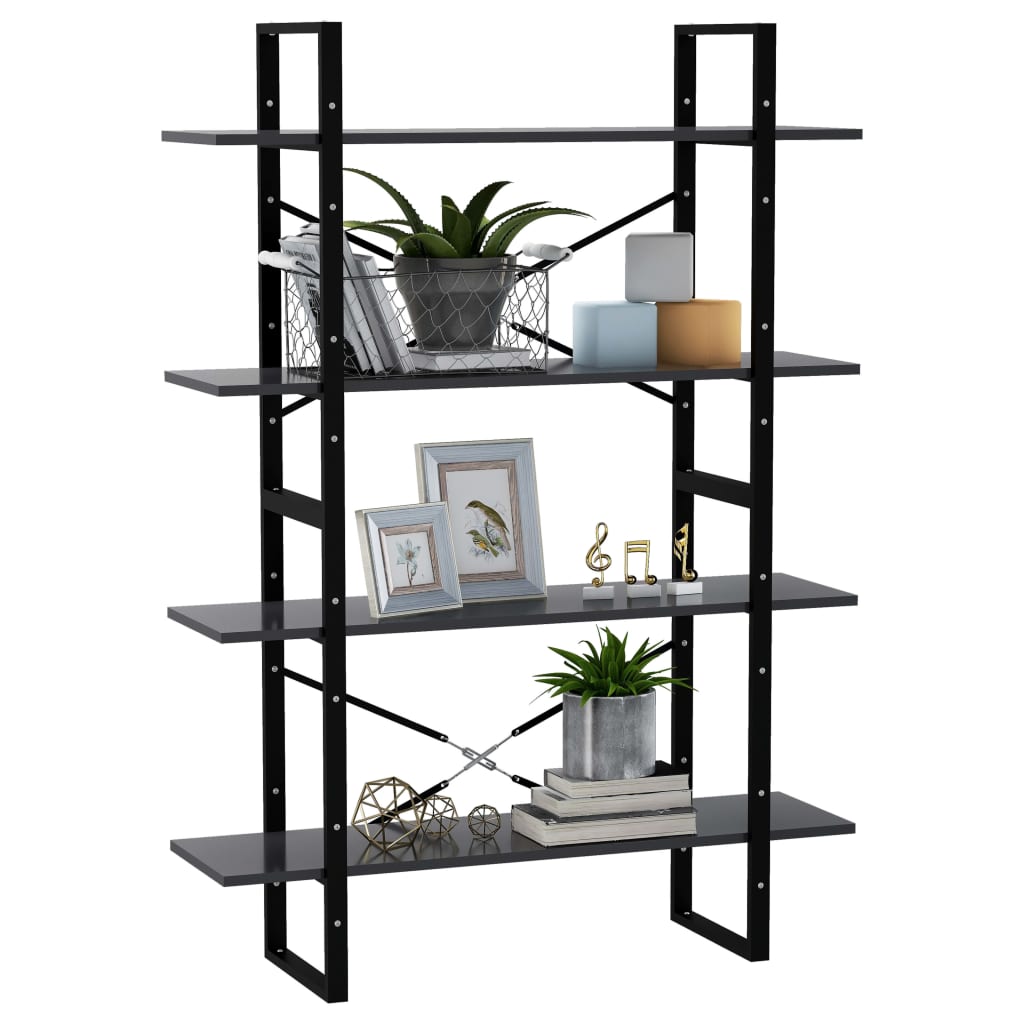 vidaXL Βιβλιοθήκη με 4 Ράφια Γκρι 100 x 30 x 140 εκ. από Επεξ. Ξύλο