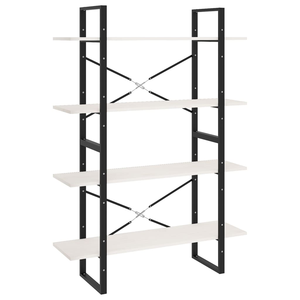 vidaXL Βιβλιοθήκη με 4 Ράφια Λευκή 100x30x140 εκ από Μασίφ Ξύλο Πεύκου