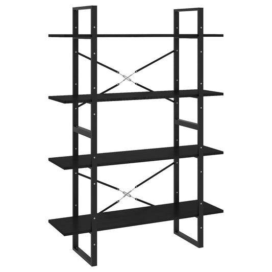 vidaXL Βιβλιοθήκη με 4 Ράφια Μαύρη 100x30x140 εκ. από Μασίφ Ξύλο Πεύκου