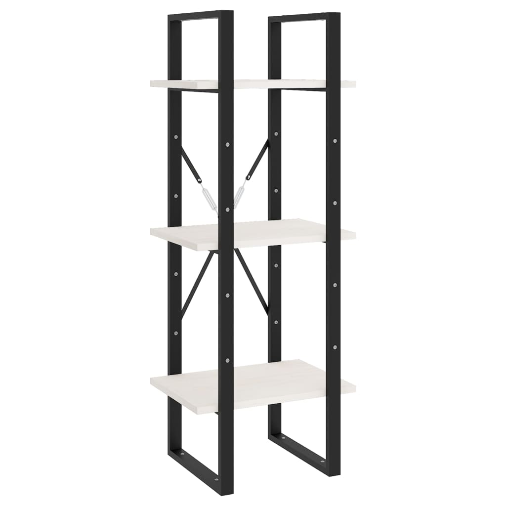 vidaXL Βιβλιοθήκη με 3 Ράφια Λευκή 40x30x105 εκ. από Μασίφ Ξύλο Πεύκου