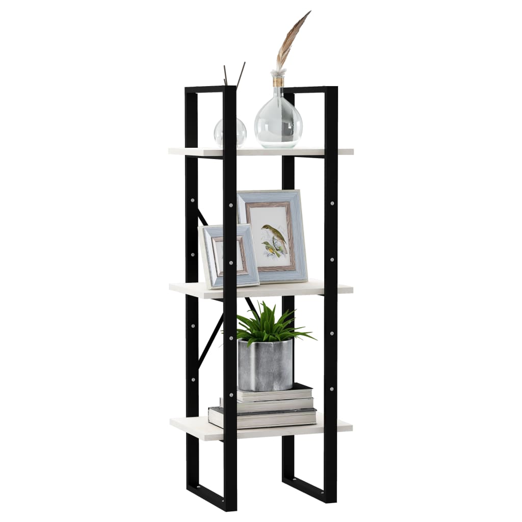 vidaXL Βιβλιοθήκη με 3 Ράφια Λευκή 40x30x105 εκ. από Μασίφ Ξύλο Πεύκου