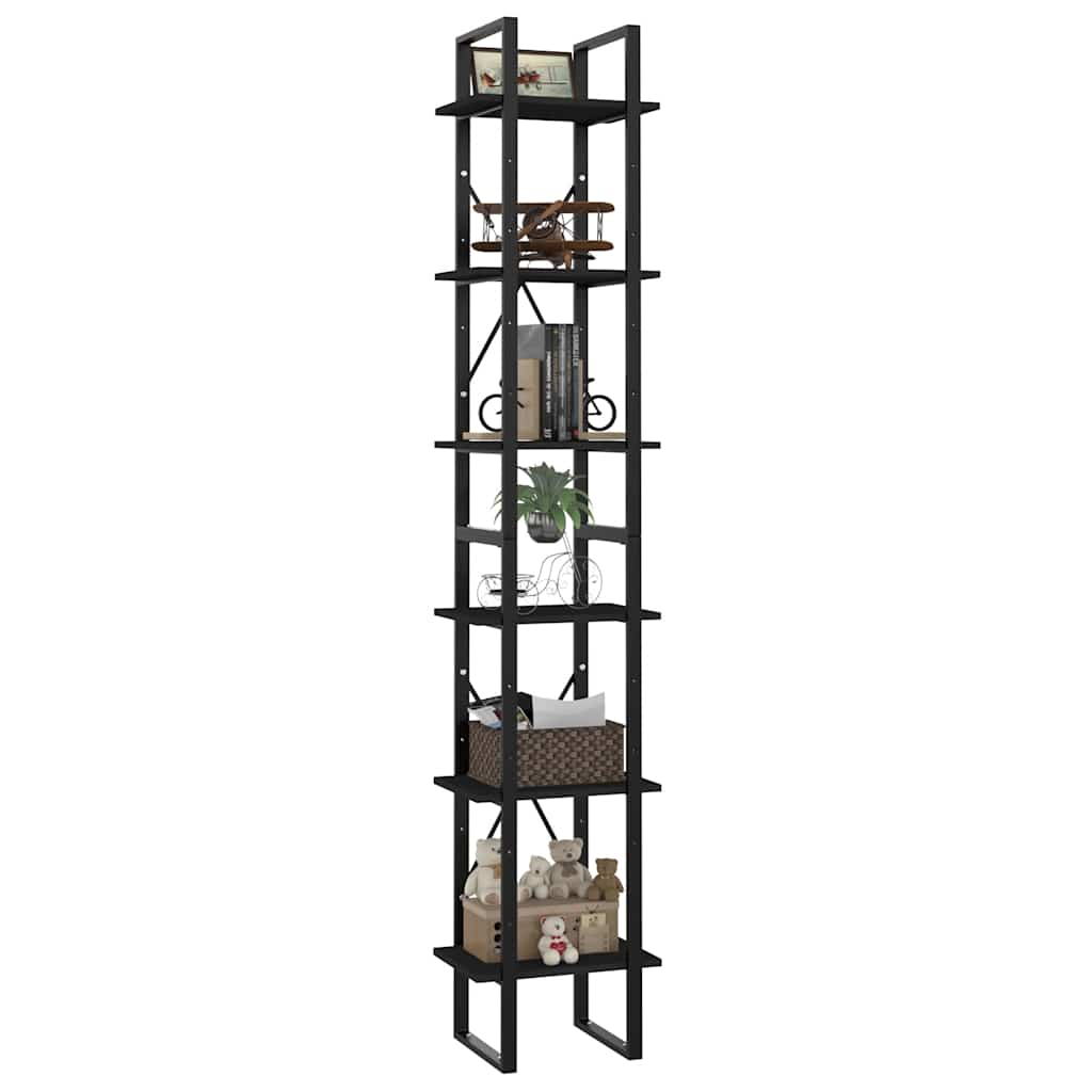 vidaXL Βιβλιοθήκη με 6 Ράφια Μαύρη 40 x 30 x 210 εκ. από Μοριοσανίδα