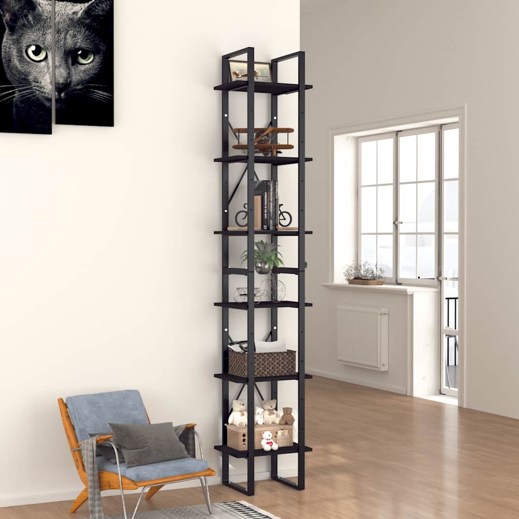 vidaXL Βιβλιοθήκη με 6 Ράφια Μαύρη 40 x 30 x 210 εκ. από Μοριοσανίδα