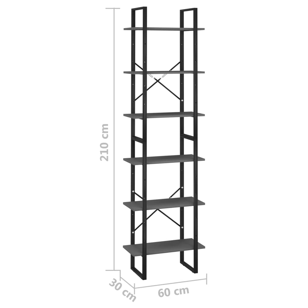 vidaXL Ράφι Αποθήκευσης Γκρι 60x30x210 εκ. από Επεξεργασμένο Ξύλο