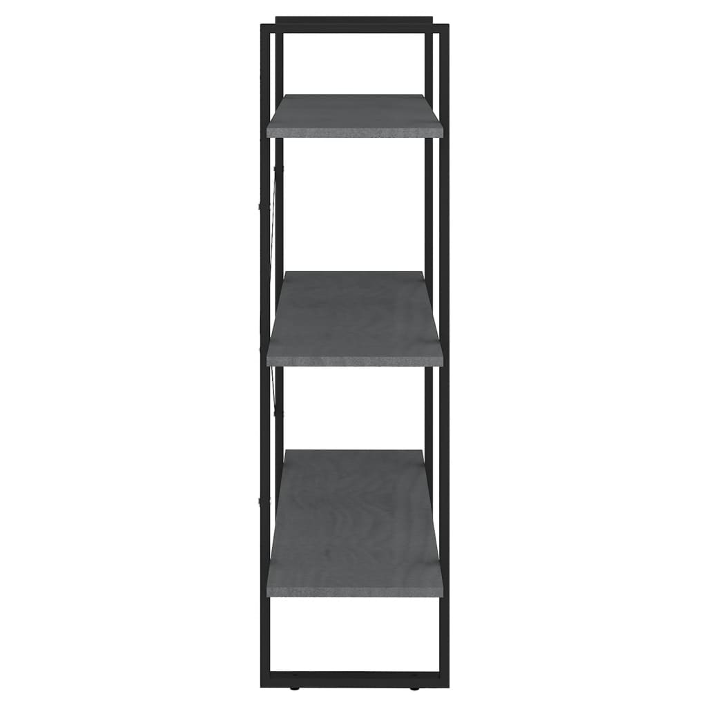 vidaXL Βιβλιοθήκη με 3 Ράφια Γκρι 80x30x105 εκ. από Μασίφ Ξύλο Πεύκου