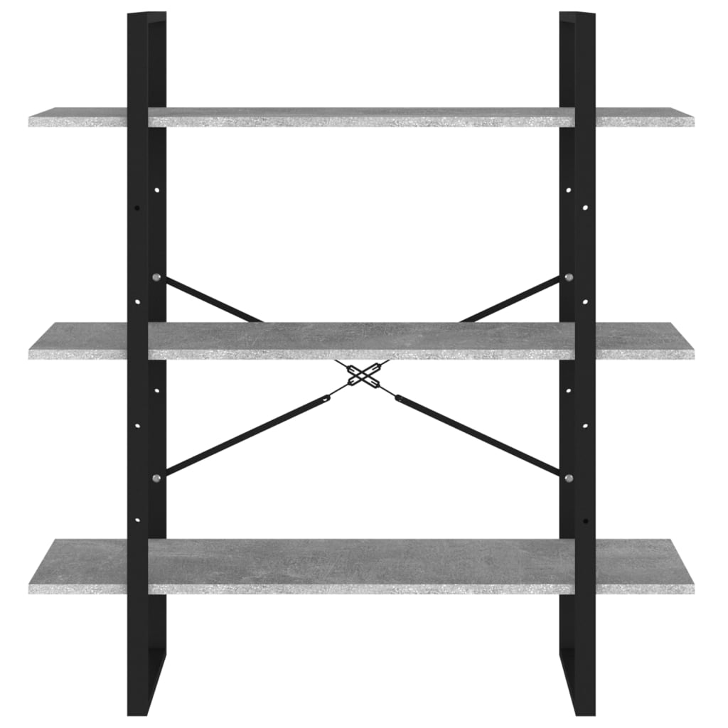 vidaXL Βιβλιοθήκη Γκρι Σκυροδέματος 100 x 30 x 105 εκ. από Επεξ. Ξύλο