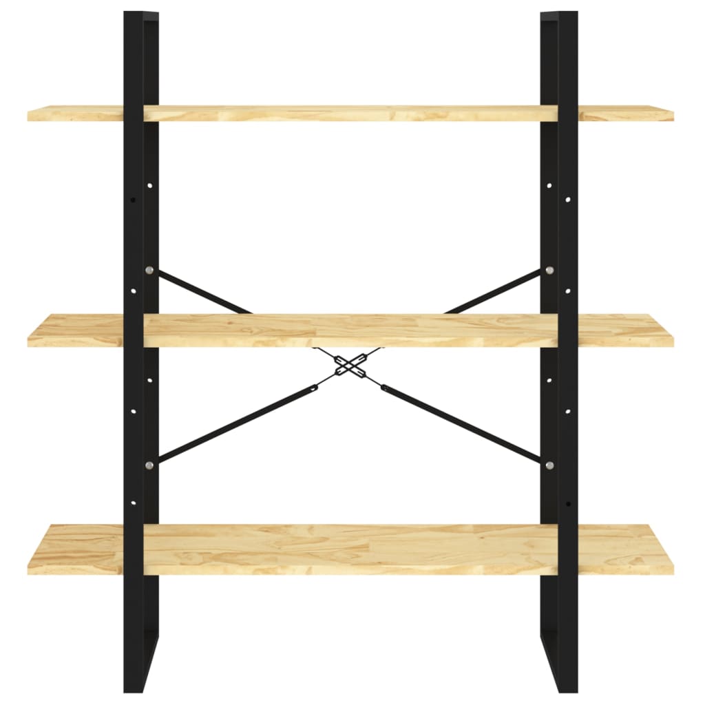 vidaXL Βιβλιοθήκη με 3 Ράφια από Μασίφ Ξύλο Πεύκου 100x30x105 εκ.