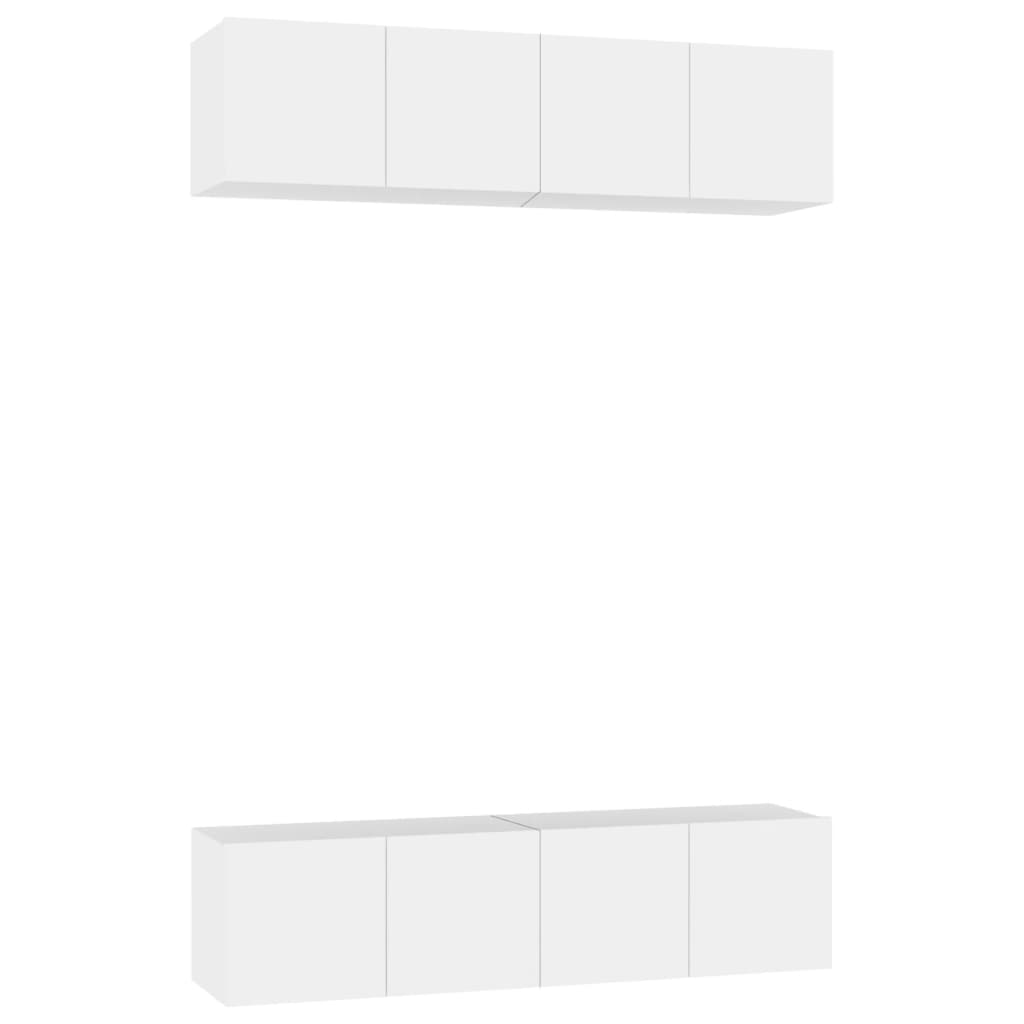 vidaXL Έπιπλα Τηλεόρασης 4 τεμ. Λευκά 60 x 30 x 30 εκ. από Επεξ. Ξύλο