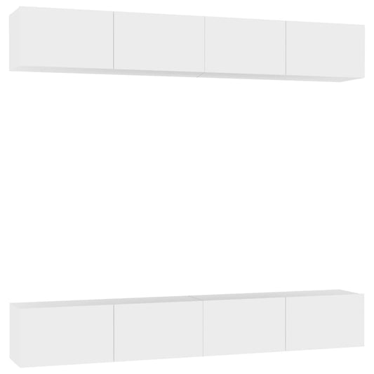 vidaXL Έπιπλα Τηλεόρασης 4 τεμ. Λευκά 100 x 30 x 30 εκ. Επεξ. Ξύλο