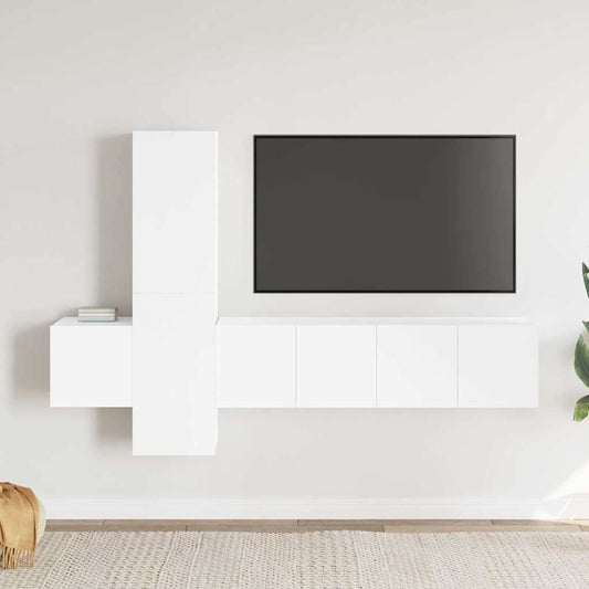 vidaXL Έπιπλα Τηλεόρασης Σετ 5 Τεμαχίων Λευκό από Επεξ. Ξύλο