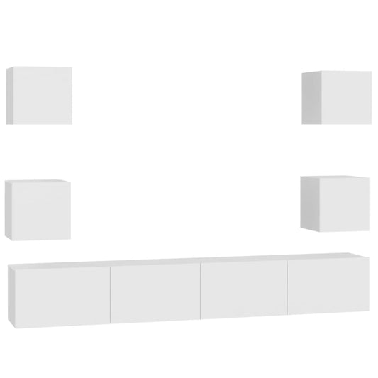 vidaXL Έπιπλα Τηλεόρασης Σετ 6 Τεμαχίων Λευκό από Επεξ. Ξύλο