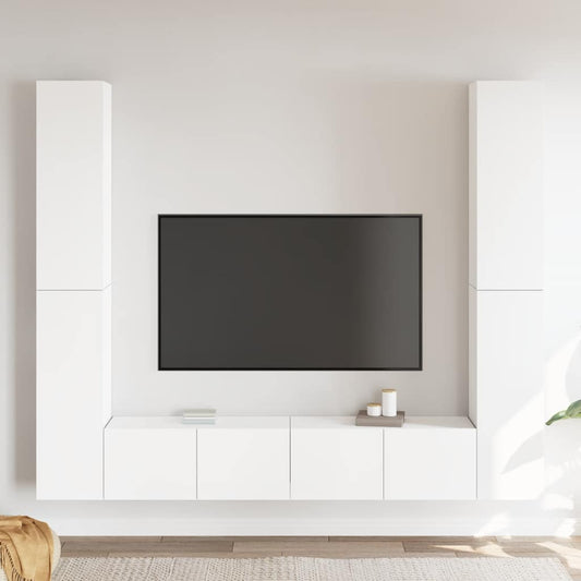 vidaXL Έπιπλα Τηλεόρασης Σετ 6 Τεμαχίων Λευκό από Επεξ. Ξύλο