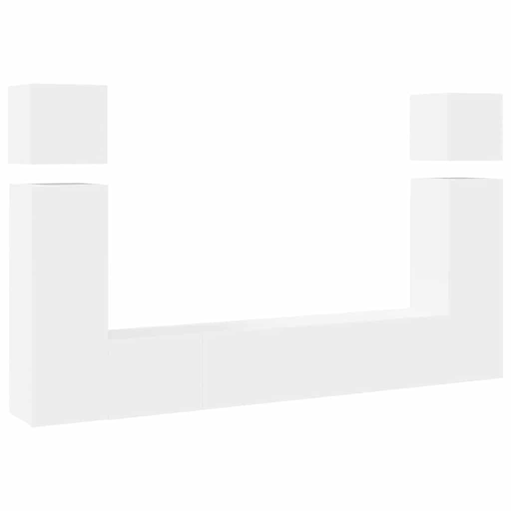 vidaXL Σετ Επίπλου Τηλεόρασης 8 Τεμαχίων Λευκό από Επεξεργασμένο Ξύλο