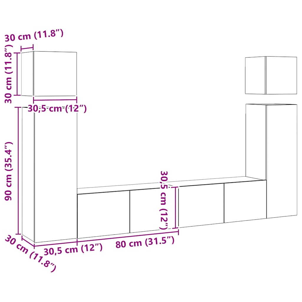 vidaXL Σετ Επίπλου Τηλεόρασης 8 Τεμαχίων Λευκό από Επεξεργασμένο Ξύλο