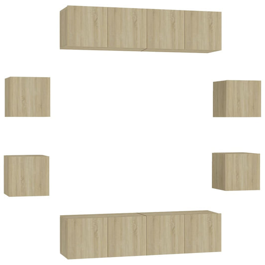 vidaXL Έπιπλα Τηλεόρασης Σετ 8 Τεμαχίων Sonoma Δρυς από Επεξ. Ξύλο