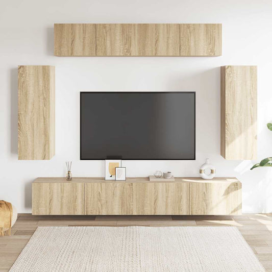 vidaXL Έπιπλα Τηλεόρασης Σετ 6 Τεμαχίων Sonoma Δρυς από Επεξ. Ξύλο