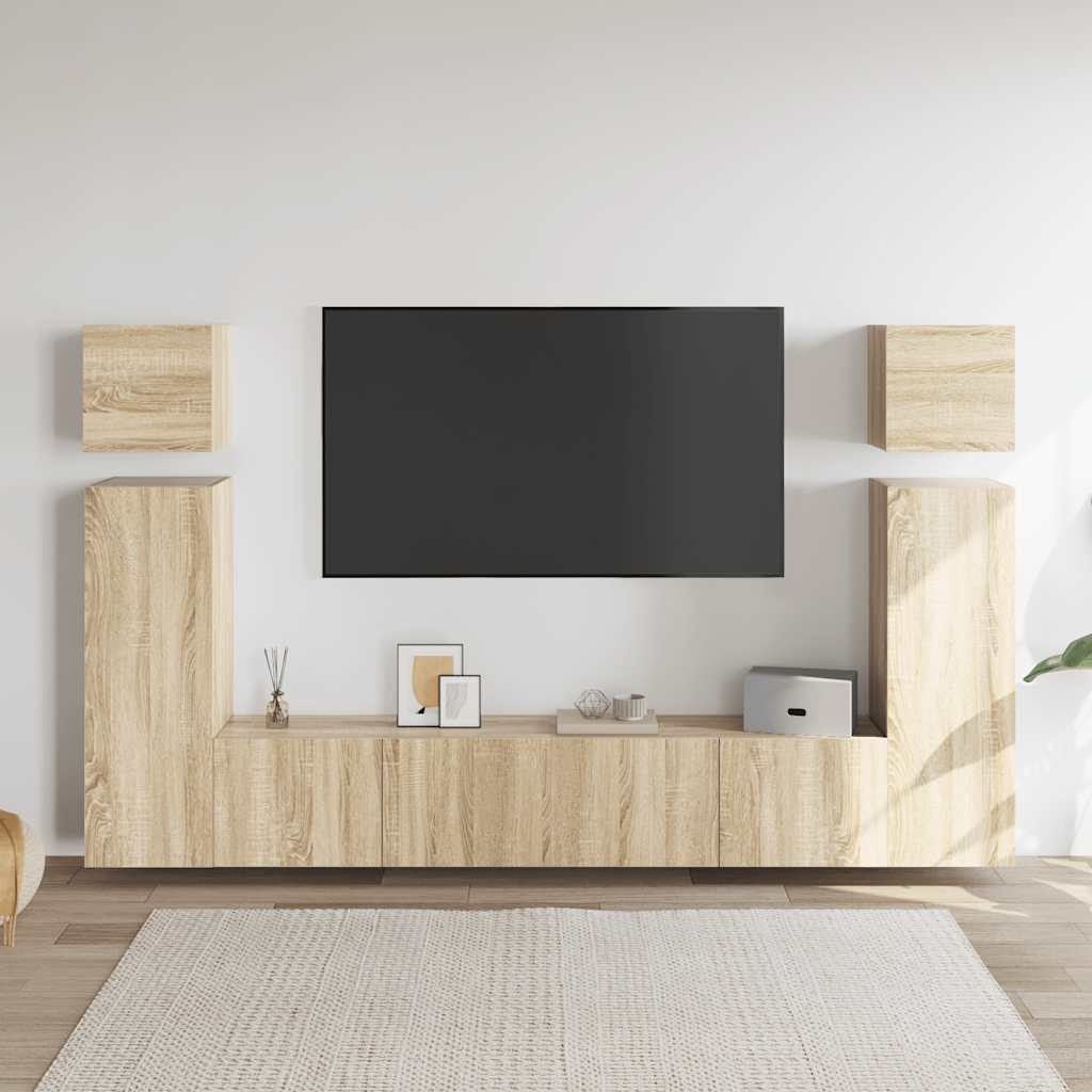 vidaXL Έπιπλα Τηλεόρασης Σετ 8 Τεμαχίων Sonoma Δρυς από Επεξ. Ξύλο
