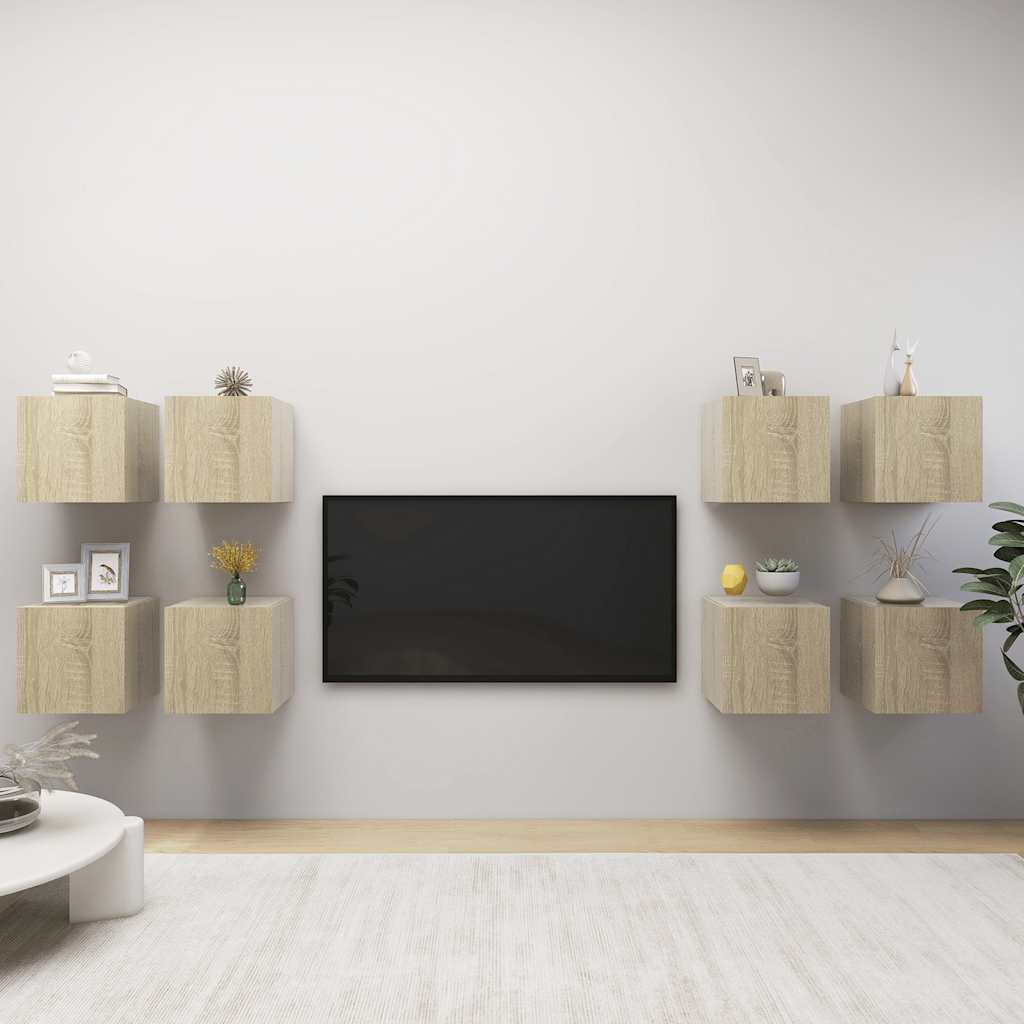 vidaXL Έπιπλα Τηλεόρασης Κρεμαστά 8 τεμ. Sonoma Δρυς 30,5x30x30 εκ.