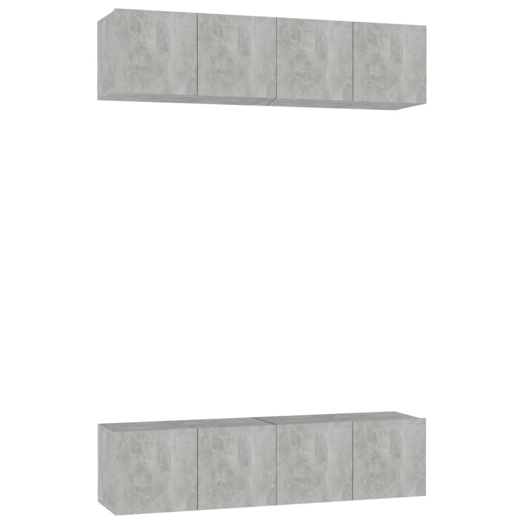 vidaXL Έπιπλα Τηλεόρασης 4 τεμ. Γκρι Σκυρ. 60x30x30εκ. από Επεξ. Ξύλο