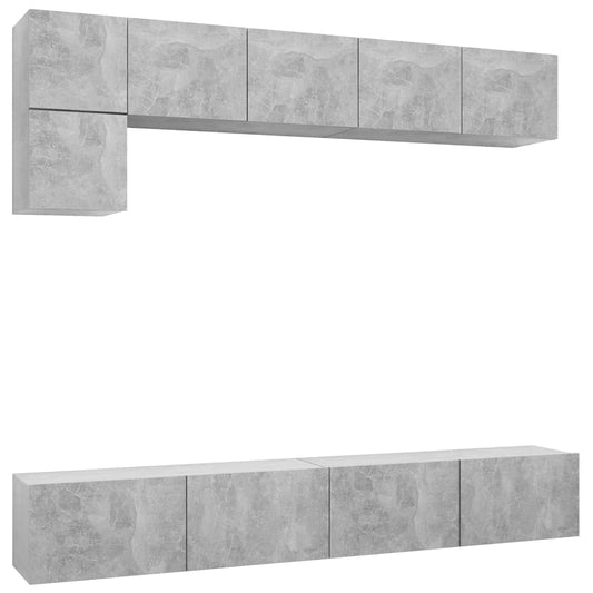 vidaXL Έπιπλα Τηλεόρασης Σετ 5 τεμ. Γκρι Σκυροδέματος από Επεξ. Ξύλο