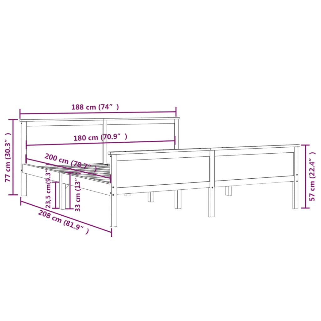 vidaXL Πλαίσιο Κρεβατιού Καφέ Μελί 180 x 200 εκ. από Μασίφ Ξύλο Πεύκου