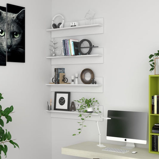 vidaXL Ραφιέρες Τοίχου 4 τεμ. Λευκό 80 x 11,5 x 18 εκ. από Μοριοσανίδα