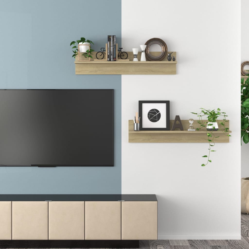 vidaXL Ραφιέρες Τοίχου 2 τεμ. Sonoma Δρυς 80 x 11,5 x 18εκ Μοριοσανίδα