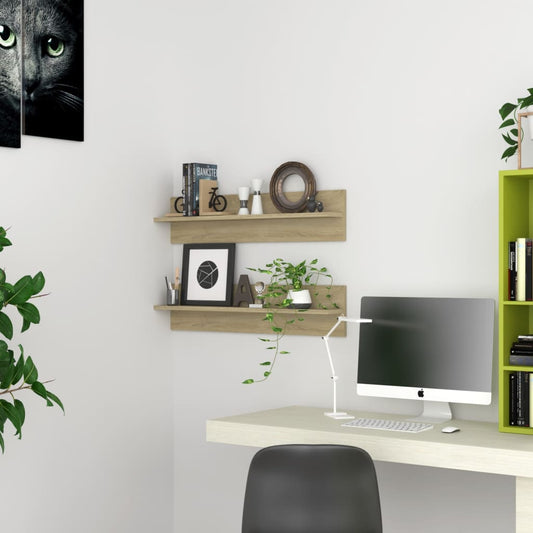 vidaXL Ραφιέρες Τοίχου 2 τεμ. Sonoma Δρυς 80 x 11,5 x 18εκ Μοριοσανίδα