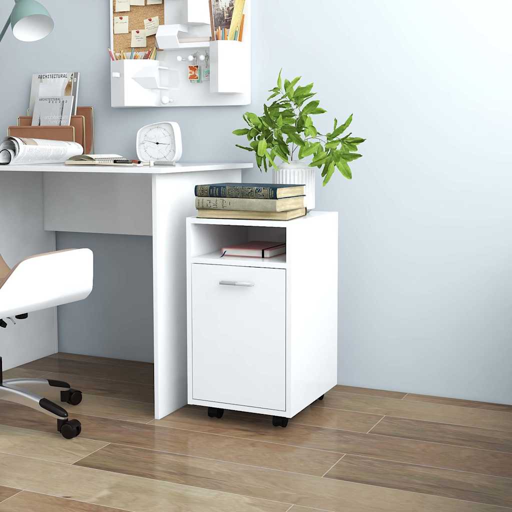 vidaXL Βοηθητικό Ντουλάπι με Τροχούς Λευκό 33x38x60 εκ. Επεξ. Ξύλο