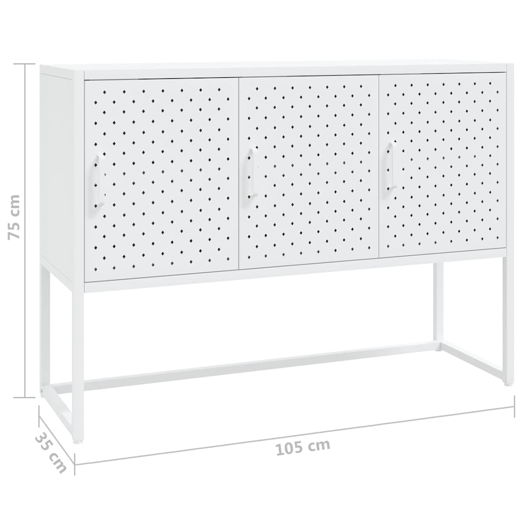 vidaXL Μπουφές Λευκός 105 x 35 x 75 εκ. από Ατσάλι