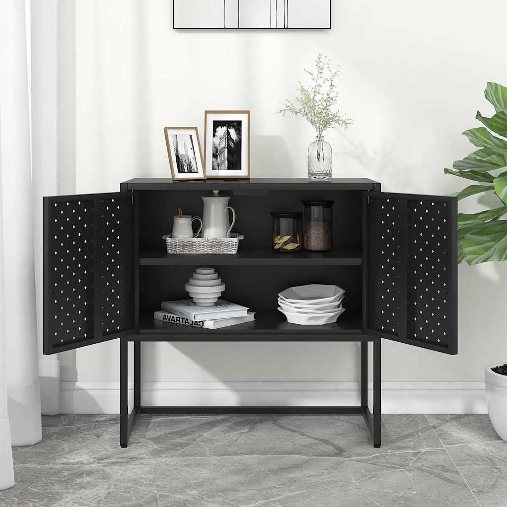 vidaXL Μπουφές Μαύρος 75 x 35 x 75 εκ. από Ατσάλι