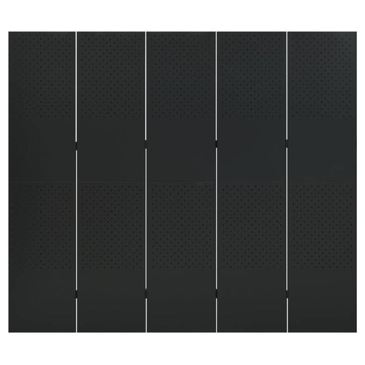 vidaXL Διαχωριστικό Δωματίου με 5 Πάνελ Μαύρο 200 x 180 εκ. από Ατσάλι
