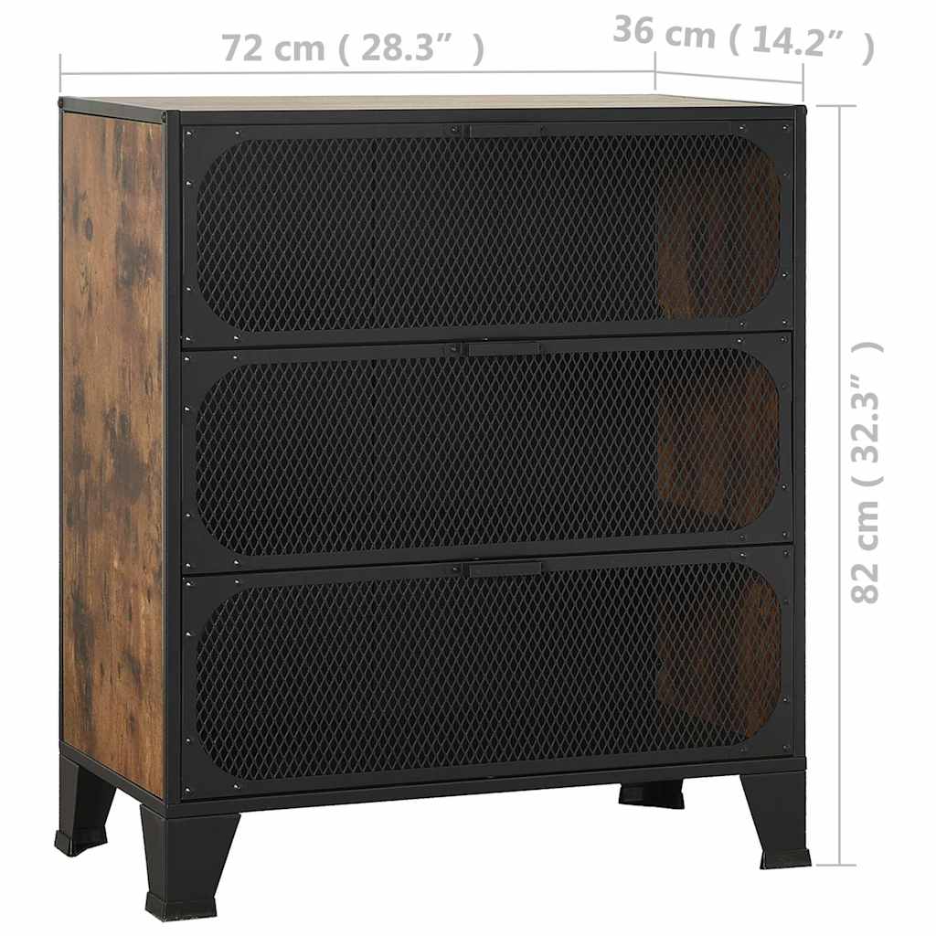 vidaXL Ντουλάπι Αποθήκευσης Ρουστίκ Καφέ 72x36x82 εκ. Μέταλλο / MDF