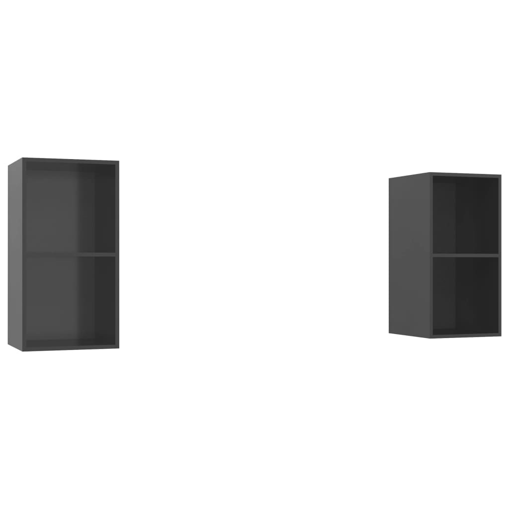 vidaXL Έπιπλα Τηλεόρασης Κρεμαστά 2 τεμ. Γυαλιστερό Γκρι Επεξ. Ξύλο