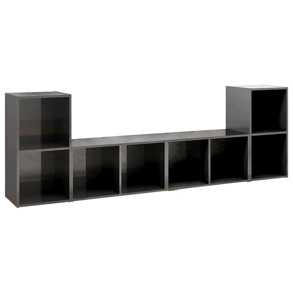 vidaXL Έπιπλα Τηλεόρασης 4 τεμ. Γυαλ. Γκρι 72x35x36,5 εκ. Επεξ. Ξύλο