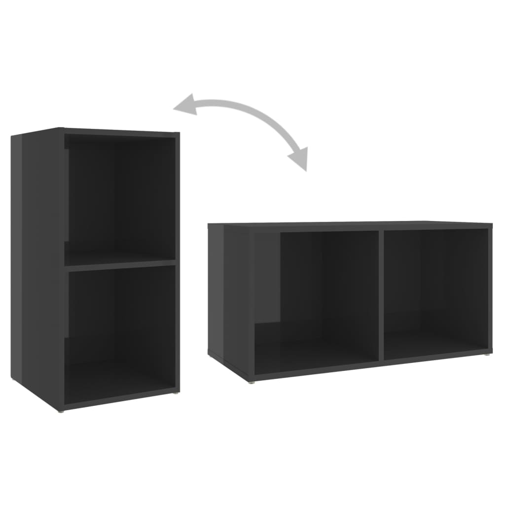 vidaXL Έπιπλα Τηλεόρασης 4 τεμ. Γυαλ. Γκρι 72x35x36,5 εκ. Επεξ. Ξύλο