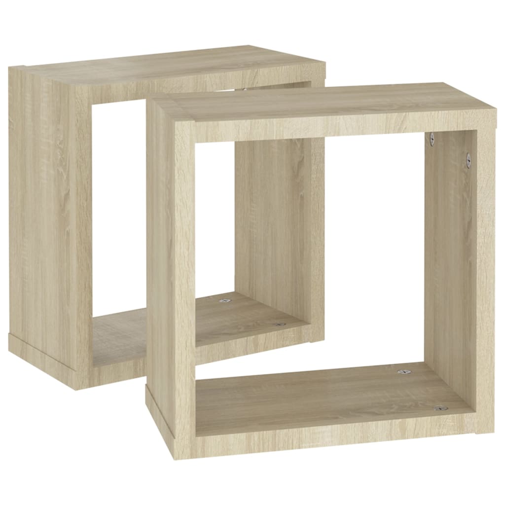 vidaXL Ράφια Κύβοι Τοίχου 2 τεμ. Sonoma Δρυς 30 x 15 x 30 εκ.