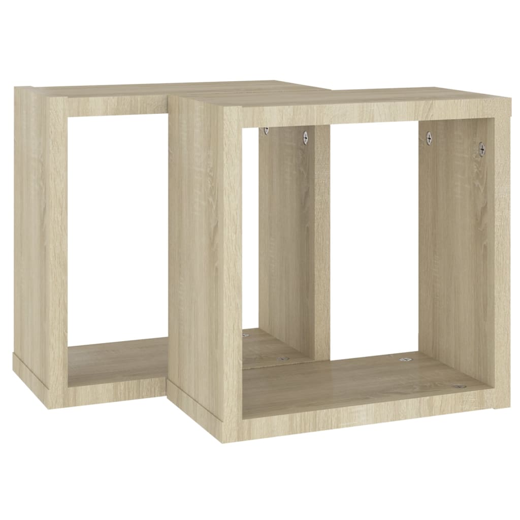 vidaXL Ράφια Κύβοι Τοίχου 2 τεμ. Sonoma Δρυς 30 x 15 x 30 εκ.