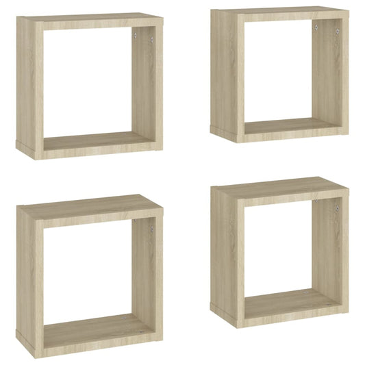 vidaXL Ράφια Κύβοι Τοίχου 4 τεμ. Sonoma Δρυς 30 x 15 x 30 εκ.