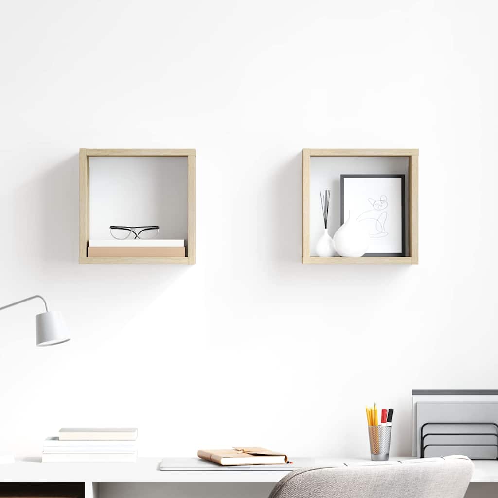 vidaXL Ράφια Κύβοι Τοίχου 2 τεμ. Sonoma Δρυς 26 x 15 x 26 εκ.