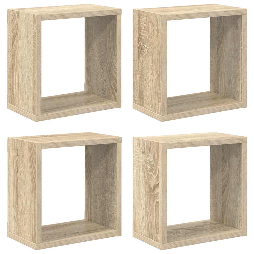 vidaXL Ράφια Κύβοι Τοίχου 4 τεμ. Sonoma Δρυς 26 x 15 x 26 εκ.