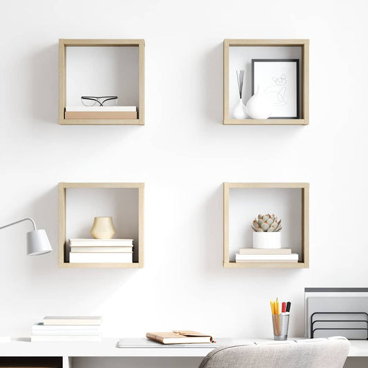 vidaXL Ράφια Κύβοι Τοίχου 4 τεμ. Sonoma Δρυς 26 x 15 x 26 εκ.